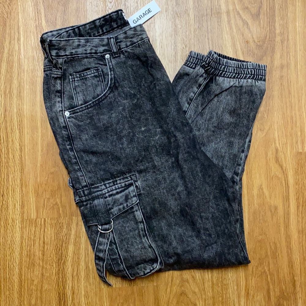 Black Denim Cargo Jogger
